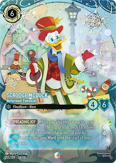 Scrooge McDuck Reformed Ebenezer Enchanted 235/204 Winterspell Lorcana card