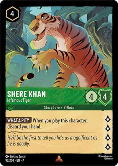 Shere Khan Infamous Tiger 92/204 Archazia's Island Lorcana card