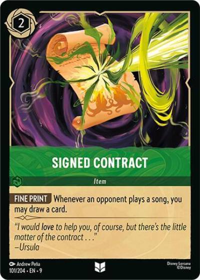 Signed Contract 101/204 Fabled Lorcana card