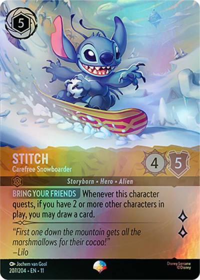 Stitch Carefree Snowboarder Epic 2077/204 Winterspell Lorcana card