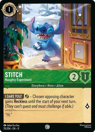 Stitch Naughty Experiment 70/204 Winterspell Lorcana card