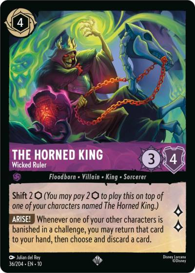 The Horned King Wicked Ruler 36/204 Whispers in the Well Lorcana card