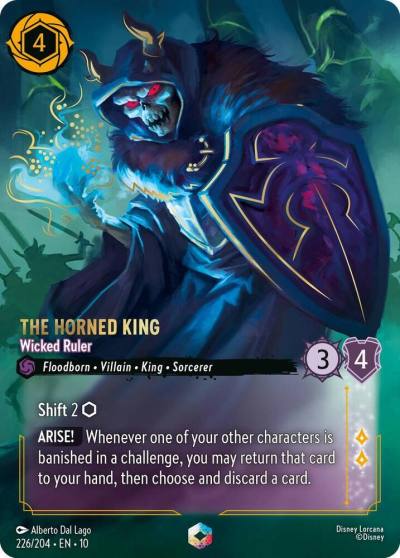The Horned King Wicked Ruler Enchanted 226/204 Whispers in the Well Lorcana card