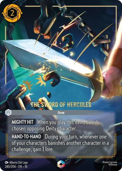 The Sword of Hercules Enchanted 240/204 Whispers in the Well Lorcana card