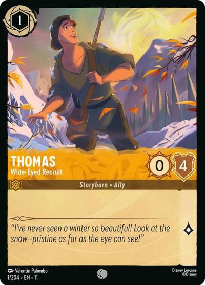 Thomas Wide Eyed Recruit 1/204 Winterspell Lorcana card