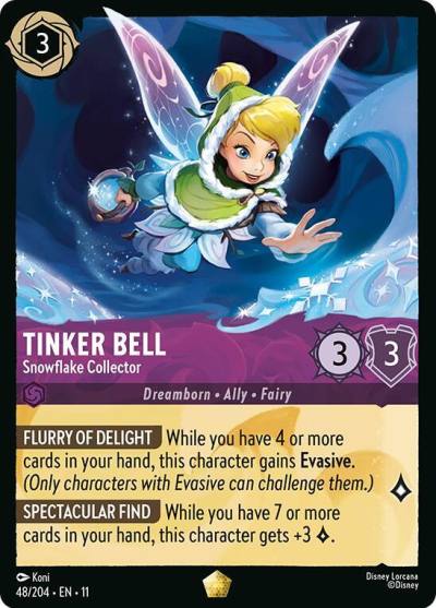 Tinker Bell Snowflake Collector 48/204 Winterspell Lorcana card