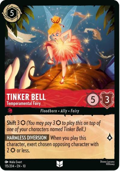 Tinker Bell Temperamental Fairy 115/204 Whispers in the Well Lorcana card