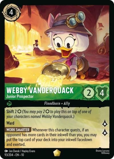 Webby Vanderquack Junior Prospector 93/204 Whispers in the Well Lorcana card