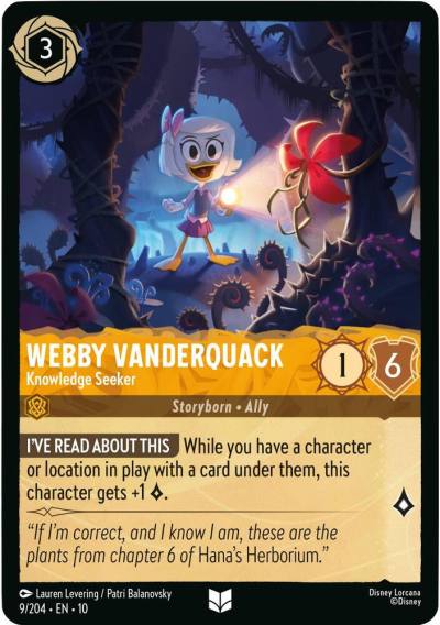 Webby Vanderquack Knowledge Seeker 9/204 Whispers in the Well Lorcana card