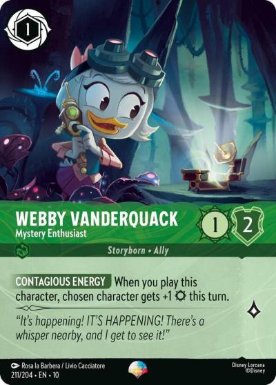 Webby Vanderquack Mystery Enthusiast Epic 211/204 Whispers in the Well Lorcana card