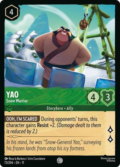 Yao Snow Warrior 73/204 Winterspell Lorcana card