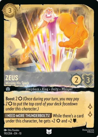 Zeus Missing His Spark 193/204 Whispers in the Well Lorcana card